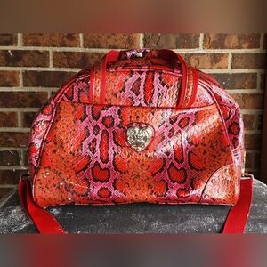 Kathy Van Zeeland Red Snake Print Large Bag
